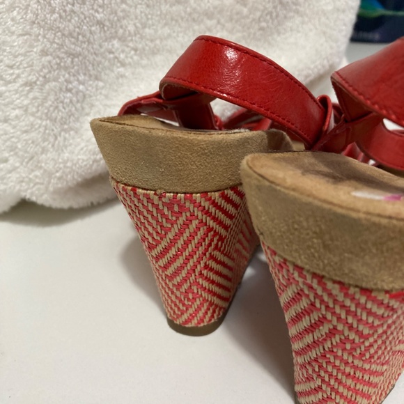 Red wedge sandals leather - Picture 4 of 4